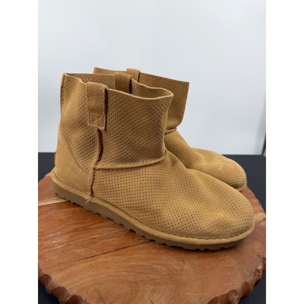 UGG Classic Unlined Mini Boot Women 10 Chestnut Tan Perforated Suede 1016852